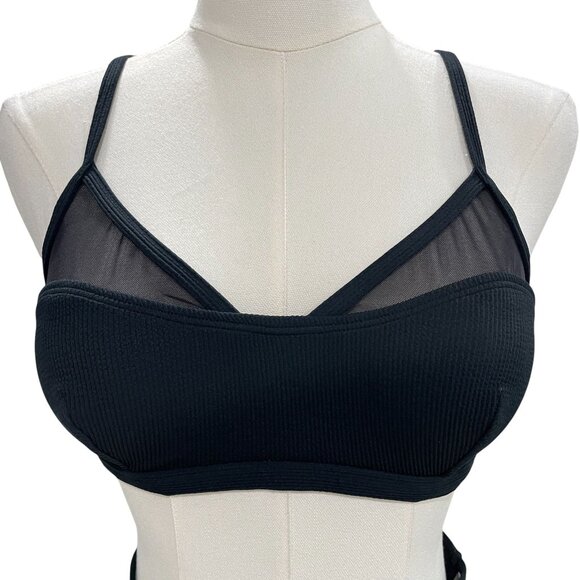 Cupshe Black Mesh Bikini Set High Waist Swimwear Cruise Chic Minimalist Resort S - Picture 8 of 10